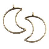 Metal Alloy Pendant Bezel Blanks (2 Pieces) 38x25x3.5 MM Moon Bases Antique Bronze Color For Resin Jewellery Making DIY Crafts Key Chains