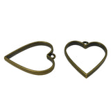 Metal Alloy Pendant Bezel Blanks (2 Pieces) 34x30x3.5 MM Heart Bases Antique Bronze Color For Resin Jewellery Making DIY Crafts Key Chains
