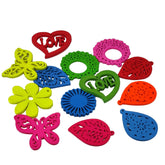 Wooden Pendants Charms (10 Mixed Shapes Colors & Sizes) 2.5 to 3.5 CM Range For Jewellery Making DIY Crafts Key Chains Gifts Decoration