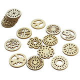 Wooden Jewellery Making Pendants (10 Pieces) Flat Base 25 to 30 MM 2-3 MM Thick Assorted Designs Shapes Wood Color