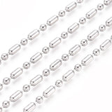 Tarnish Resistant 304 Stainless Steel Chains (1 Meter) 6x3 MM Cylinder With Ball 3 MM Silver Color For Jewellery Making