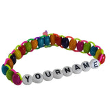 Elastic Name Customized Bracelets Personlized For Kids Girls Women With Multicolor Wooden Drum Beads