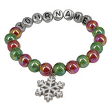 Christmas Elastic Name Customized Bracelets Personalized For Kids Girls Women With Multicolor Acrylic Beads