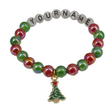 Name Customized Elastic Christmas Bracelets Personalized For Kids Girls Women With Multicolor Acrylic Beads
