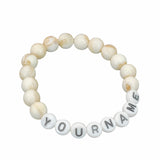 Elastic Name Customized Bracelets Personalized For Kids Girls Women With Off White Acrylic Beads