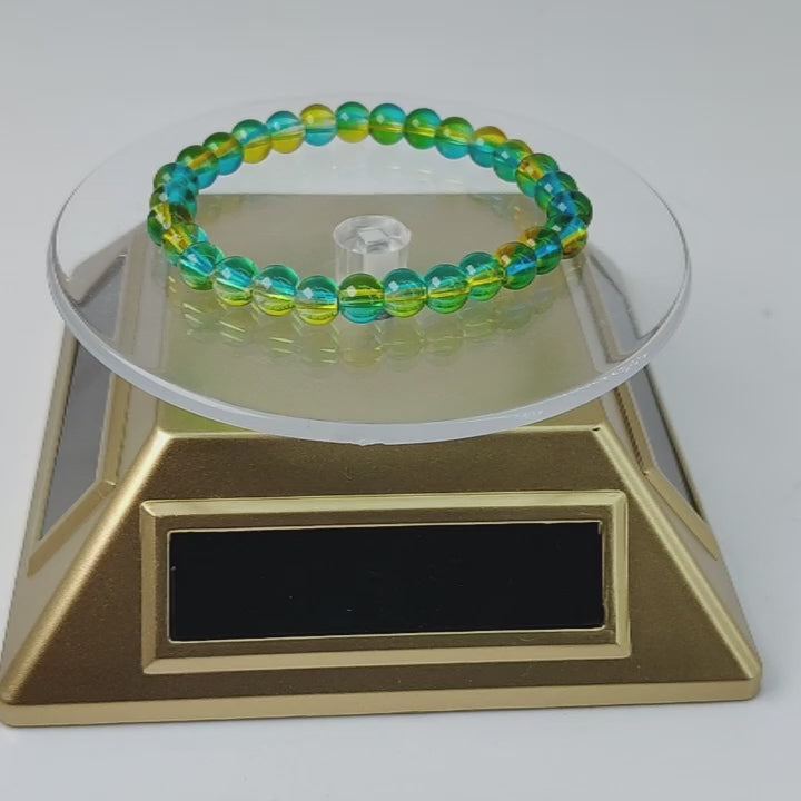 Solar & Battery Power 360 Degree Rotating Display Stands (1 PC) Gold Color 4x2 Inch Plate Dia 3.25 Inch For Watches Jewellery Bracelets Rings Phones