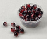 Crackle Style Acrylic Beads 8x7 MM (25 GMs, 80+ Pieces) Hole Size 1.75 MM Red & Black Round For Jewellery Making DIY Arts Crafts
