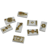 Acrylic Kundan Beads (10 Pieces) 25x14x6 MM White Rectangle Hole 1.5 MM For Jewellery Making