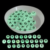 A To Z Radium Acrylic Letter Alphabet Beads 7x4 MM Glow In The Dark Hole Size 1.5 MM Flat Round For Jewellery Making DIY Crafts Keychains