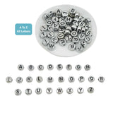 A To Z Metallic Acrylic Letter Alphabet Beads 7x3.5 MM Silver Color Hole Size 1 MM Flat Round For Jewellery Making DIY Crafts Keychains