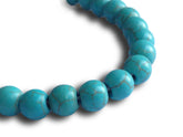 Synthetic Stone Beads 8 MM (1 String, 45 Beads) Round Hole 1 MM Turquoise Blue 15 Inch For Jewellery Making