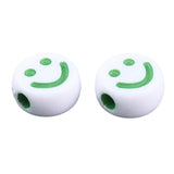 Acrylic Smiley Face Beads 10x5 MM (10 Grams, 30 Pieces) Flat Round Mixed Colors For Jewellery Making DIY Arts Crafts
