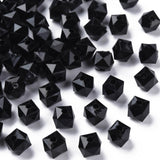 Acrylic Beads 10x10x9 MM (25 Grams, 50+ Pieces) Faceted Cube Hole 2 MM Black For Jewellery Making DIY Arts Crafts