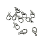 Metal Alloy Lobster Claw Clasps (10 pieces) 10x6 MM Bright Silver Color For Jewellery Making