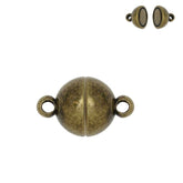 Metal Brass Magnetic Clasps (Pack of 5 pieces) 11x6mm Round Antique Bronze Color For Jewellery Making