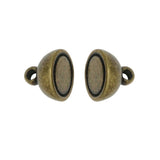 Metal Brass Magnetic Clasps (Pack of 5 pieces) 11x6mm Round Antique Bronze Color For Jewellery Making