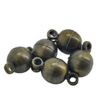 Metal Brass Magnetic Clasps (Pack of 5 pieces) 11x6mm Round Antique Bronze Color For Jewellery Making