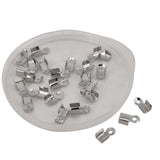 Iron Folding Cord End Guards 6x3x2 MM Rectangle Bright Silver Color (170 Pieces, 5 GM Wt) For Jewellery Making