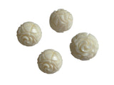 Carved Synthetic Beads For Jewellery Making 16mm Round White (Pack Of 5 Pieces) (#Ot12)