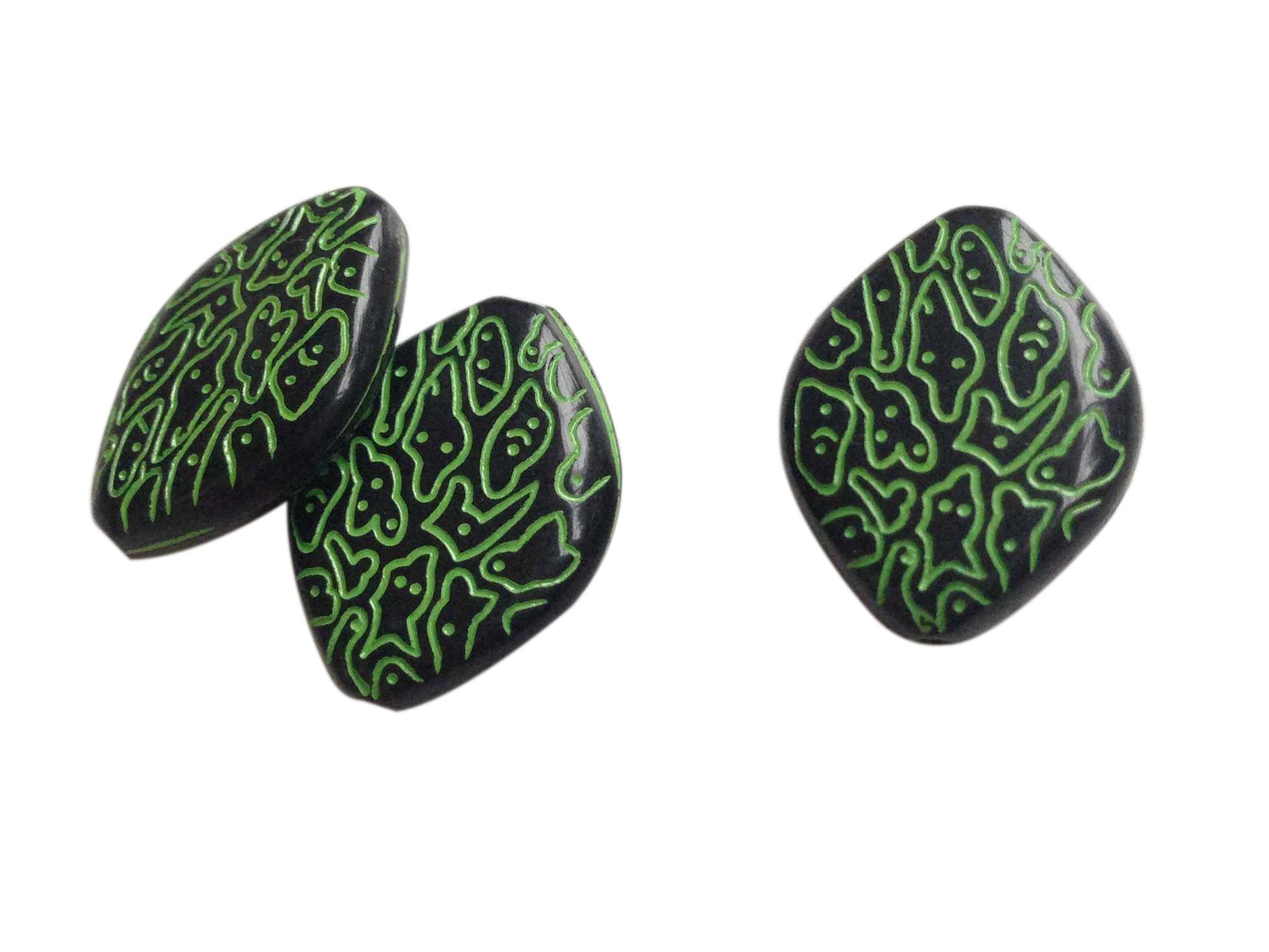 Designer Jewellery Beads Acrylic 20x15mm Rhombus Green (Pack Of 10 Pieces) (#Ot51)