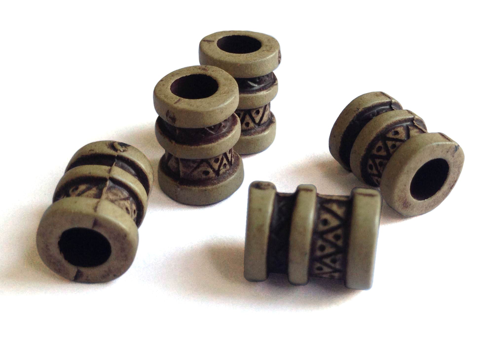 Designer Jewellery Beads Acrylic 11x8mm Cylinder Wooden Color (Pack Of 10 Pieces) (#Ot61)