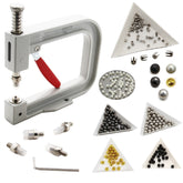 Pearl Setting Machine 6 Inch (1 Set) With 750 Beads (5 Colors x 25 GMs) & 750 Steel Rivets (15 Gms) Tool For Embroidery Art Crafts