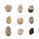 Wooden Carved Stamps (6 Pieces, Random Design) Block Printing For Crafts Mehendi Cookies Tattoo Painting Clay Fabric
