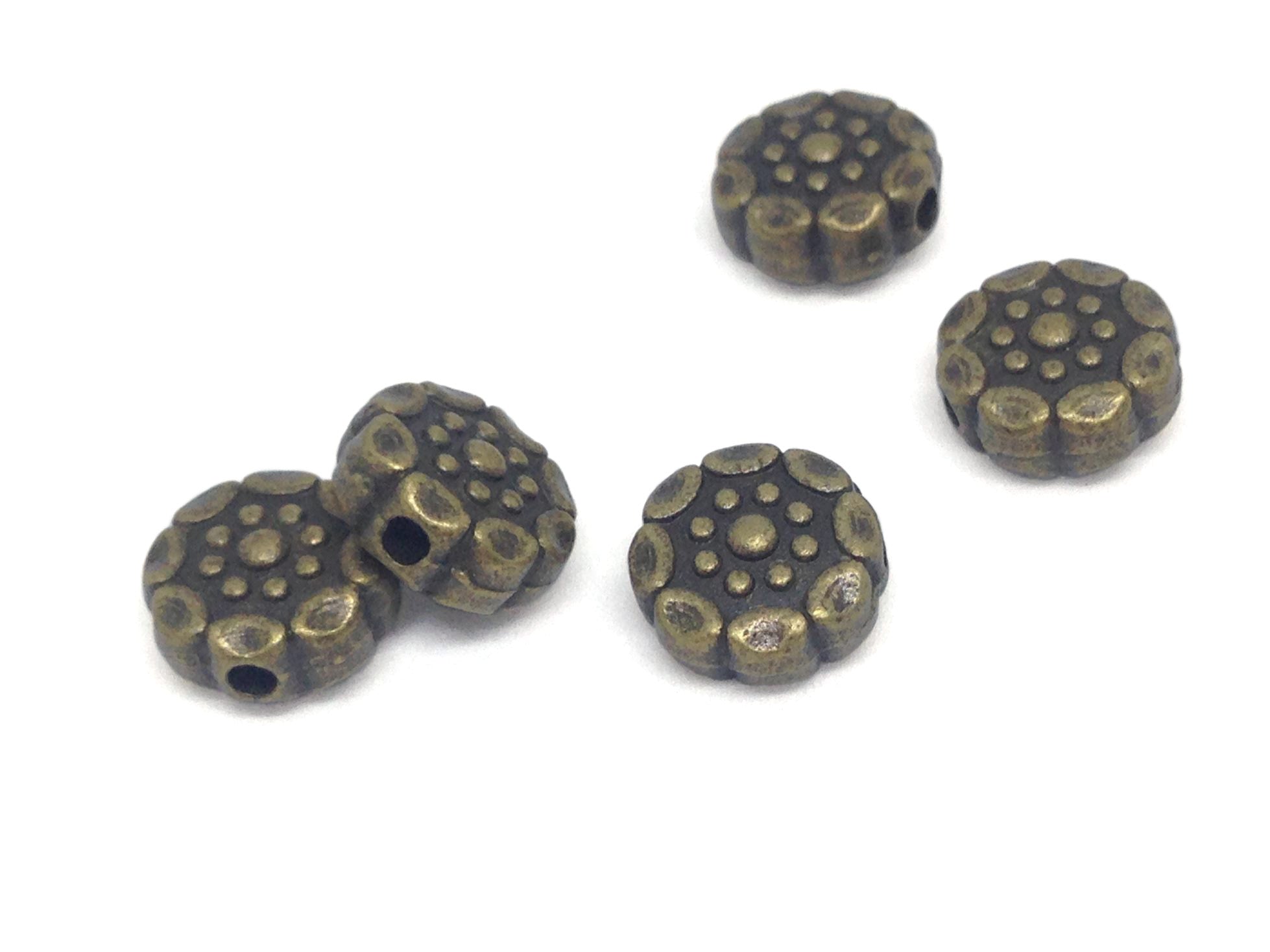 Jewellery Making Metal Alloy Bead Spacers 8x4mm Flat Round Antique Bronze Color (Pack of 20 Pieces) (#Ot178)