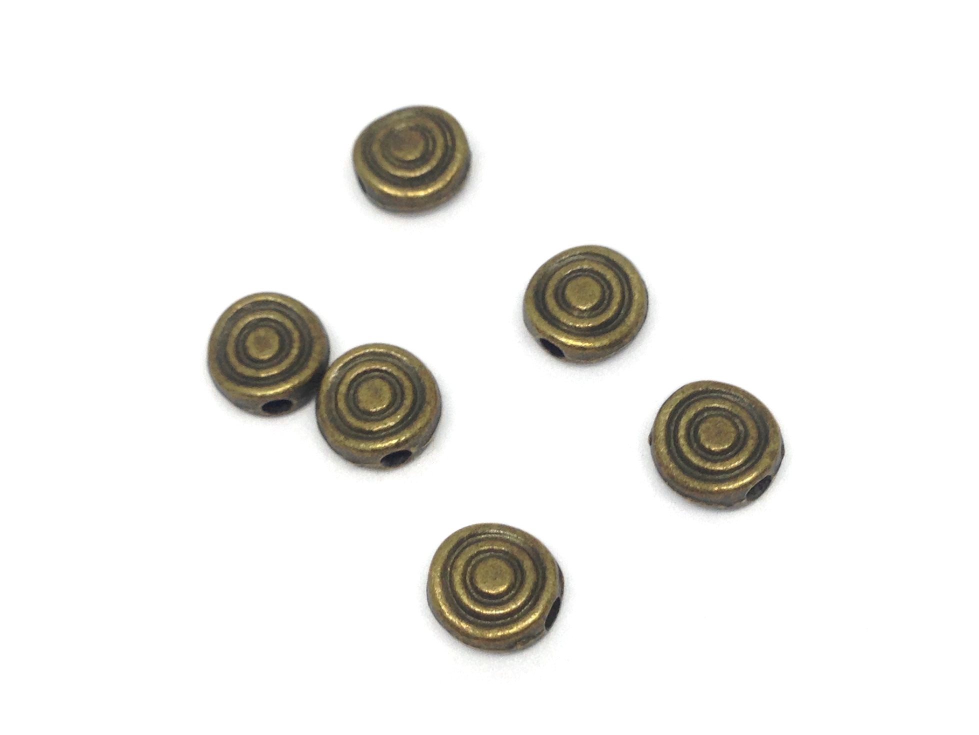Jewellery Making Metal Alloy Bead Spacers 6x3mm Flat Round Antique Bronze Color (10 Grams / 23-25 Pieces) (#Ot180)