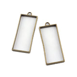 Metal Alloy Pendant Bezel Blanks (2 Pieces) 49x20x3 MM Rectangle Bases Antique Bronze Color For Resin Jewellery Making DIY