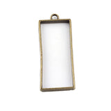 Metal Alloy Pendant Bezel Blanks (2 Pieces) 49x20x3 MM Rectangle Bases Antique Bronze Color For Resin Jewellery Making DIY