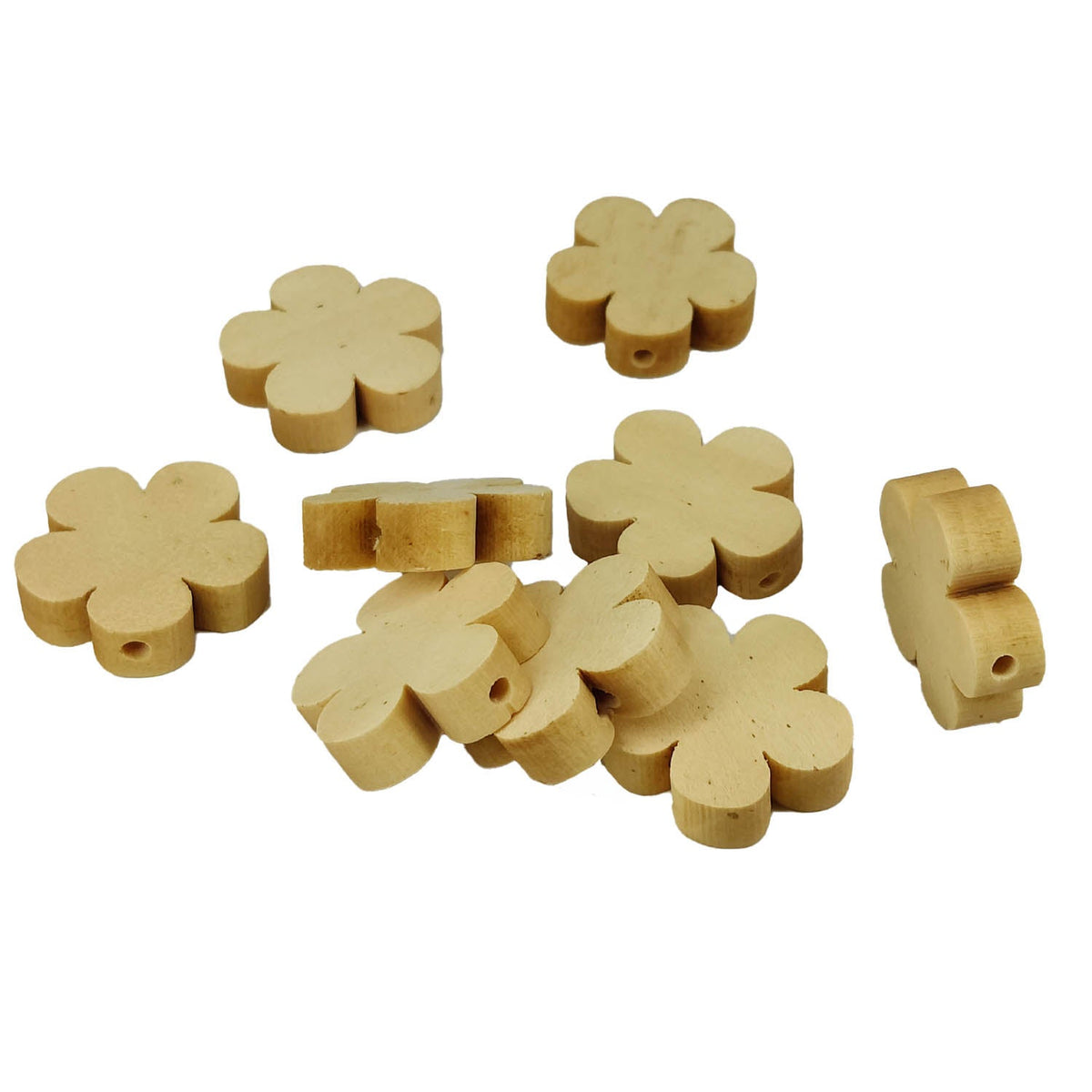 Wooden Beads 19x20 (10 Pieces) Hole:1.5 MM Flower Light Brown For Jewellery Making DIY Arts Crafts [ac-bds-00049-m20]