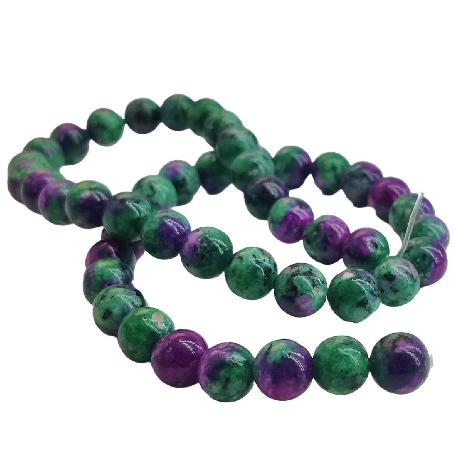 Imitation Jewellery Making Stone Beads 8 MM (1 String, 45-50 Beads) Hole:1 MM Round Green Multicolor Synthetic For DIY Arts Crafts [ac-bds-00088-m14]