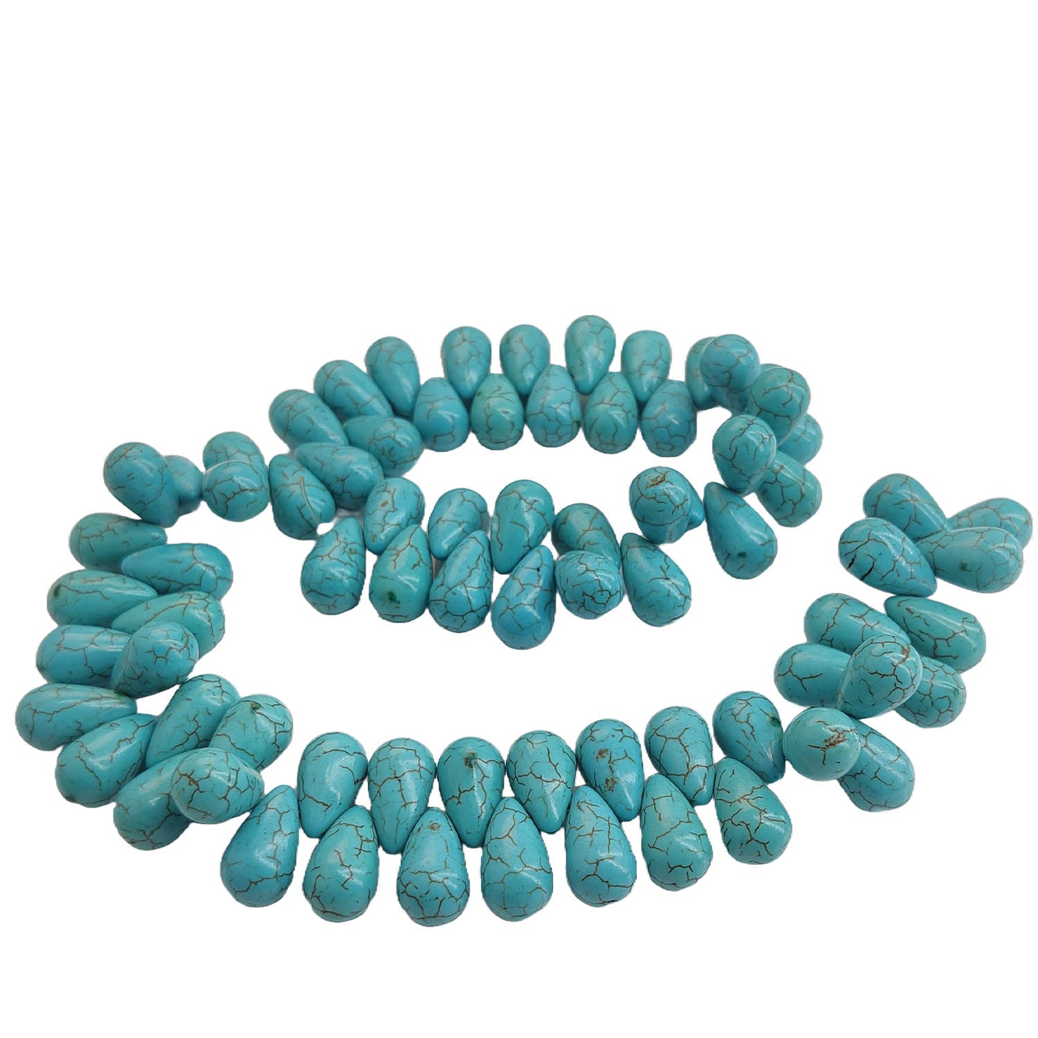 Imitation Jewellery Making Stone Beads 17-18 MM (1 String, Approx 75 Beads) Hole:1 MM Drop Turquoise Blue Synthetic For DIY Arts Crafts [ac-bds-00088-m16]