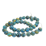 Imitation Jewellery Making Stone Beads 10 MM (1 String, 35-38 Beads) Hole:1 MM Round Multicolor Blue Synthetic For DIY Arts Crafts [ac-bds-00088-m20]