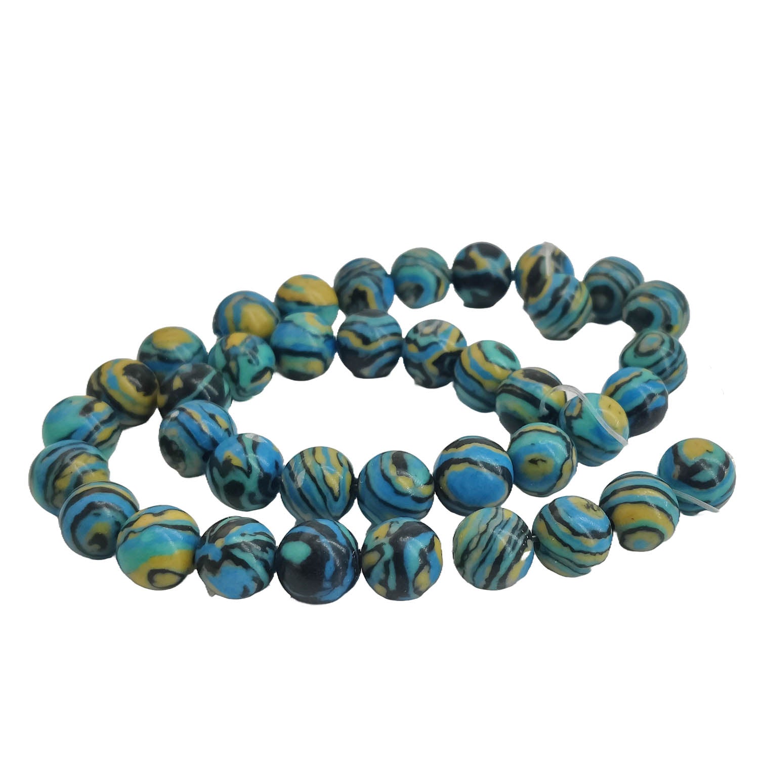 Imitation Jewellery Making Stone Beads 10 MM (1 String, 35-38 Beads) Hole:1 MM Round Multicolor Blue Synthetic For DIY Arts Crafts [ac-bds-00088-m20]