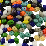 2-Hole Czech Glass Seed Beads 5x3.5x3 MM (150+ Beads, 10 GMs Wt) Hole:0.5 MM Oval Mixed Colors For Jewellery Making DIY Arts Crafts [ac-bds-00118-m0]