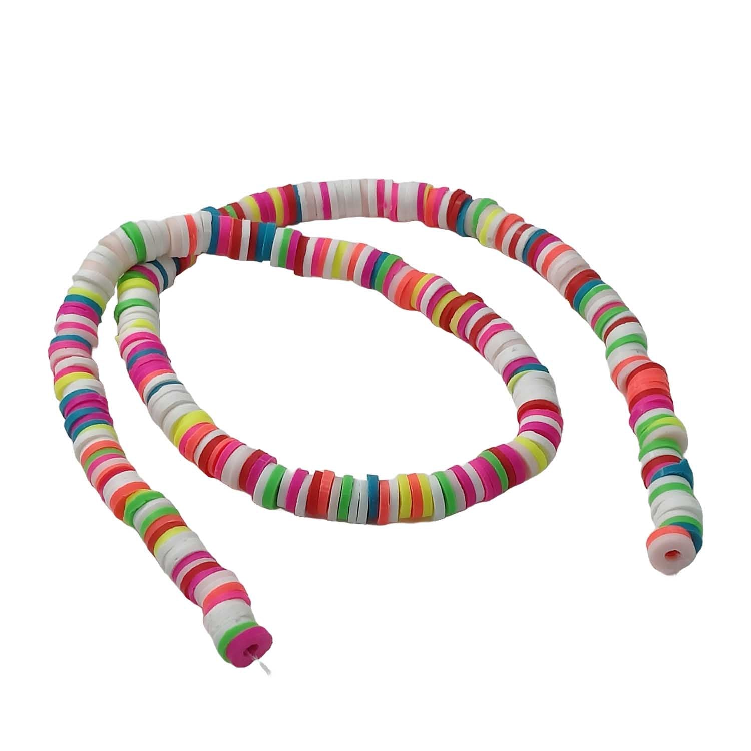 Partly Glow In The Dark Small Polymer Clay Beads (1 String, 200+ Beads) 6x0.5-1 MM 16 Inch 2 MM Hole Flat Round Disc For DIY Jewellery Making [ac-bds-00126-m13]