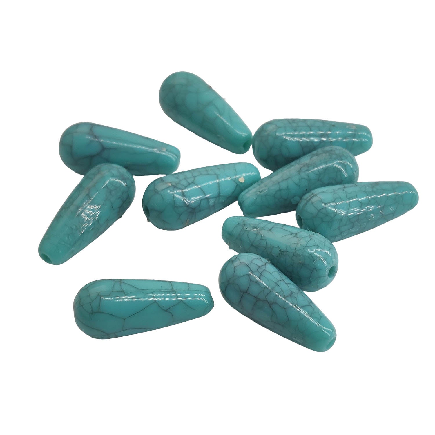Acrylic Beads 19x8 MM (20 Pieces) Hole:1.5 MM Drop Turquoise Blue For Jewellery Making DIY Arts Crafts [ac-bds-00127-m25]