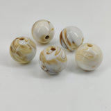 Acrylic Beads 18x17 MM (10 Pieces) Hole:3 MM Round Ceramic White For Jewellery Making DIY Arts Crafts