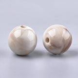 Acrylic Beads 18x17 MM (10 Pieces) Hole:3 MM Round Ceramic White For Jewellery Making DIY Arts Crafts