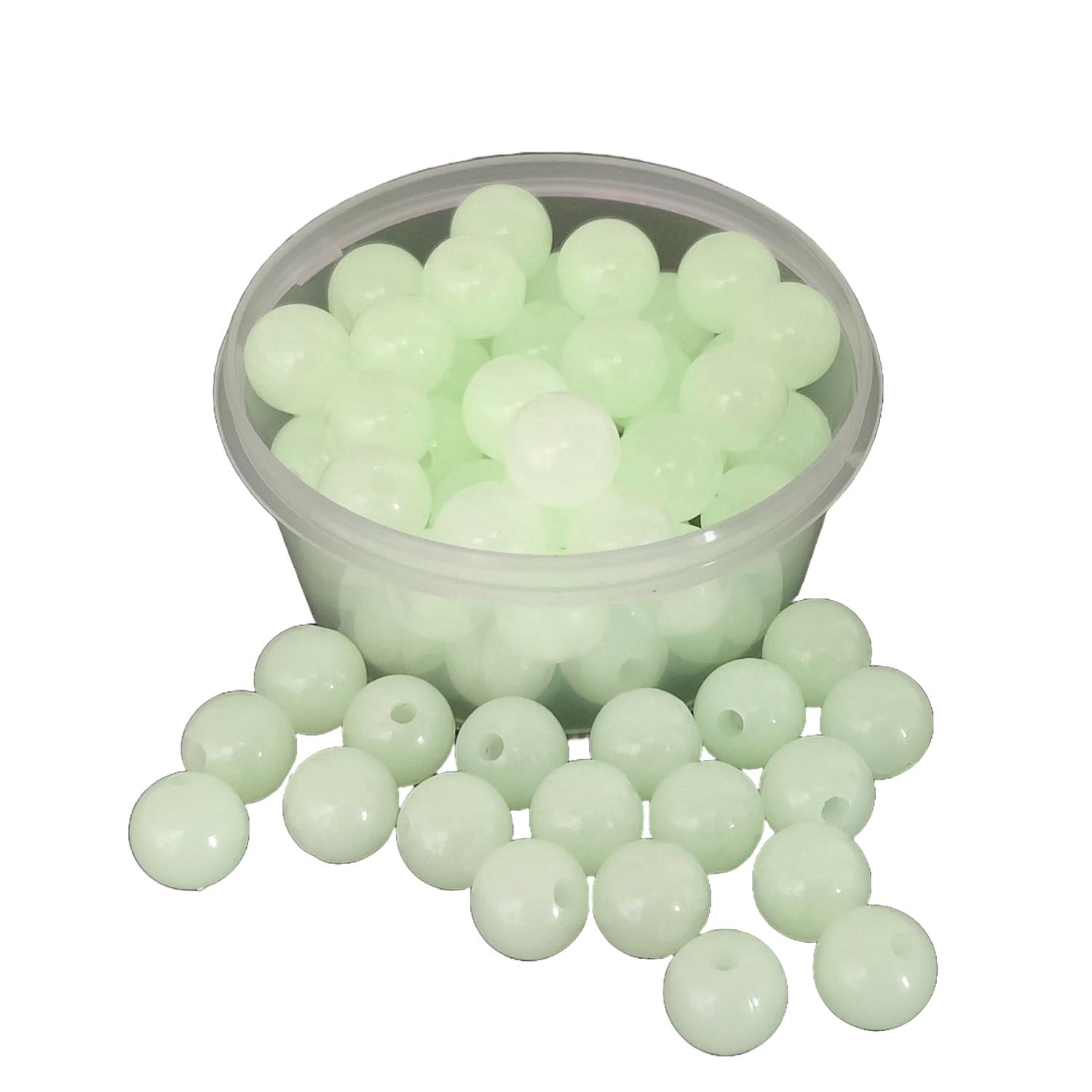 Acrylic Beads Glow In The Dark Radium 8 MM (100 Pieces, 25 GMs Wt) Hole:2 MM Round Light Green For Jewellery Making DIY Arts Crafts [ac-bds-00137-m1]