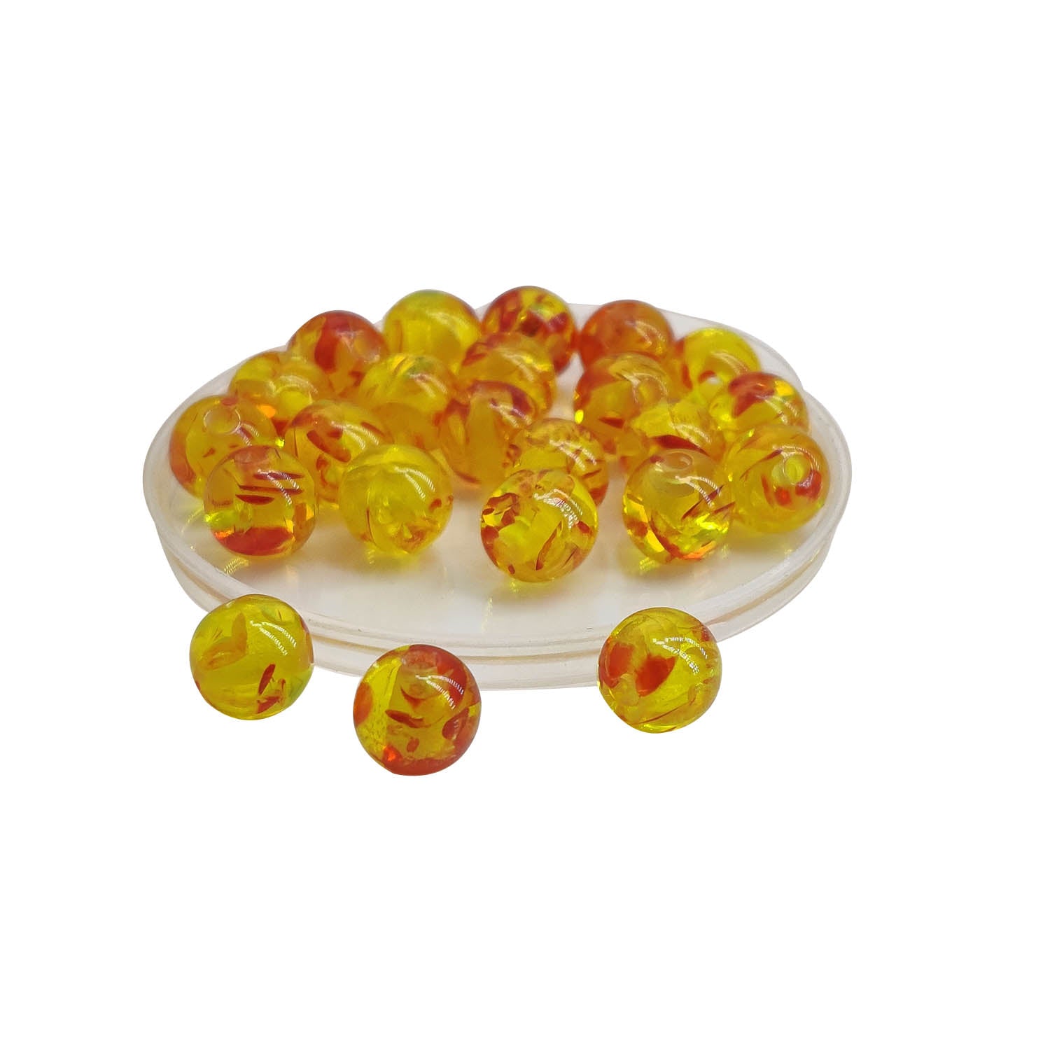 Resin Beads 6 MM (35-37 Beads, 5 GMs Wt) Hole:1 MM Round Golden Orange Amber For Jewellery Making DIY Arts Crafts [ac-bds-00140-m4]