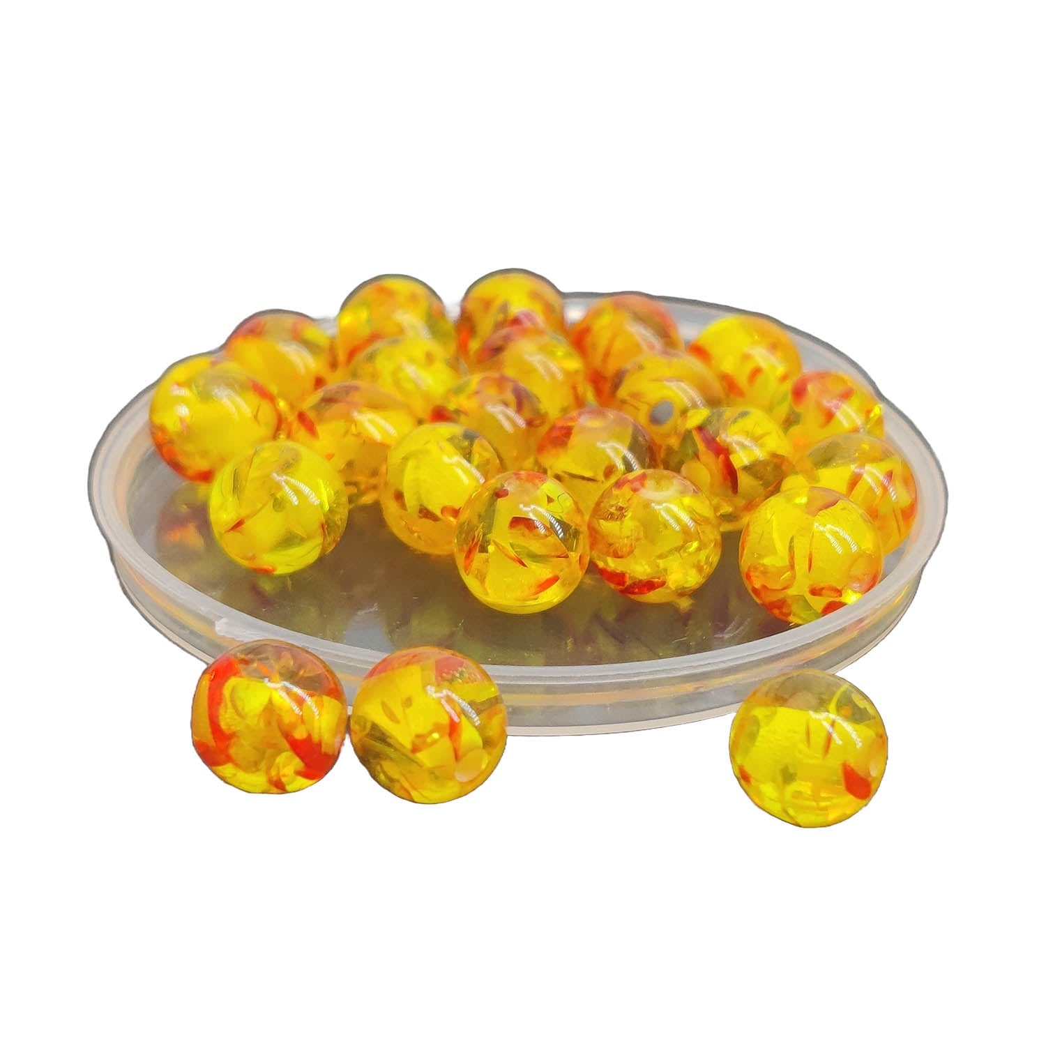 Resin Beads 6 MM (35-37 Beads, 5 GMs Wt) Hole:1 MM Round Golden Orange Amber For Jewellery Making DIY Arts Crafts [ac-bds-00140-m4]
