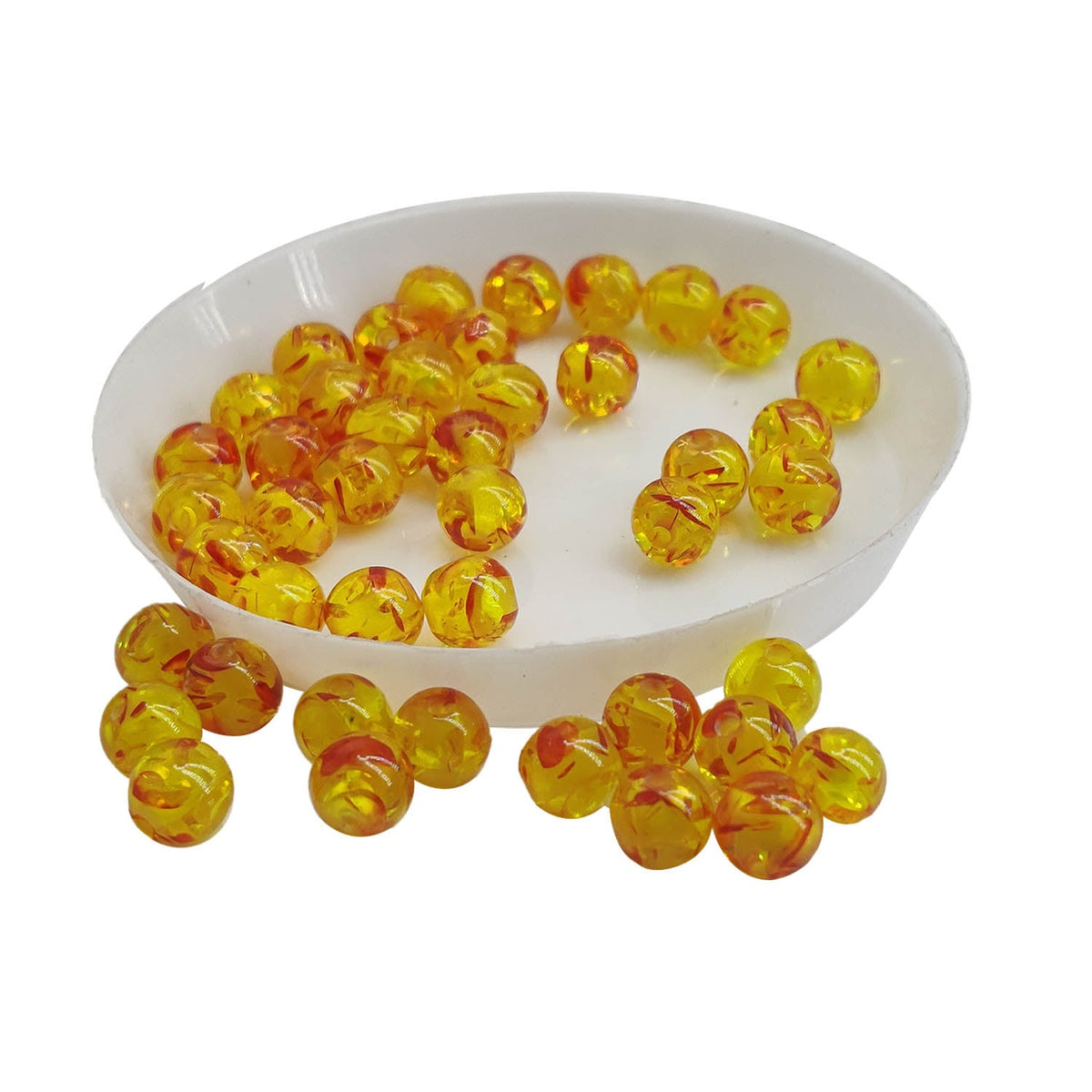 Resin Beads 6 MM (35-37 Beads, 5 GMs Wt) Hole:1 MM Round Golden Orange Amber For Jewellery Making DIY Arts Crafts [ac-bds-00140-m4]