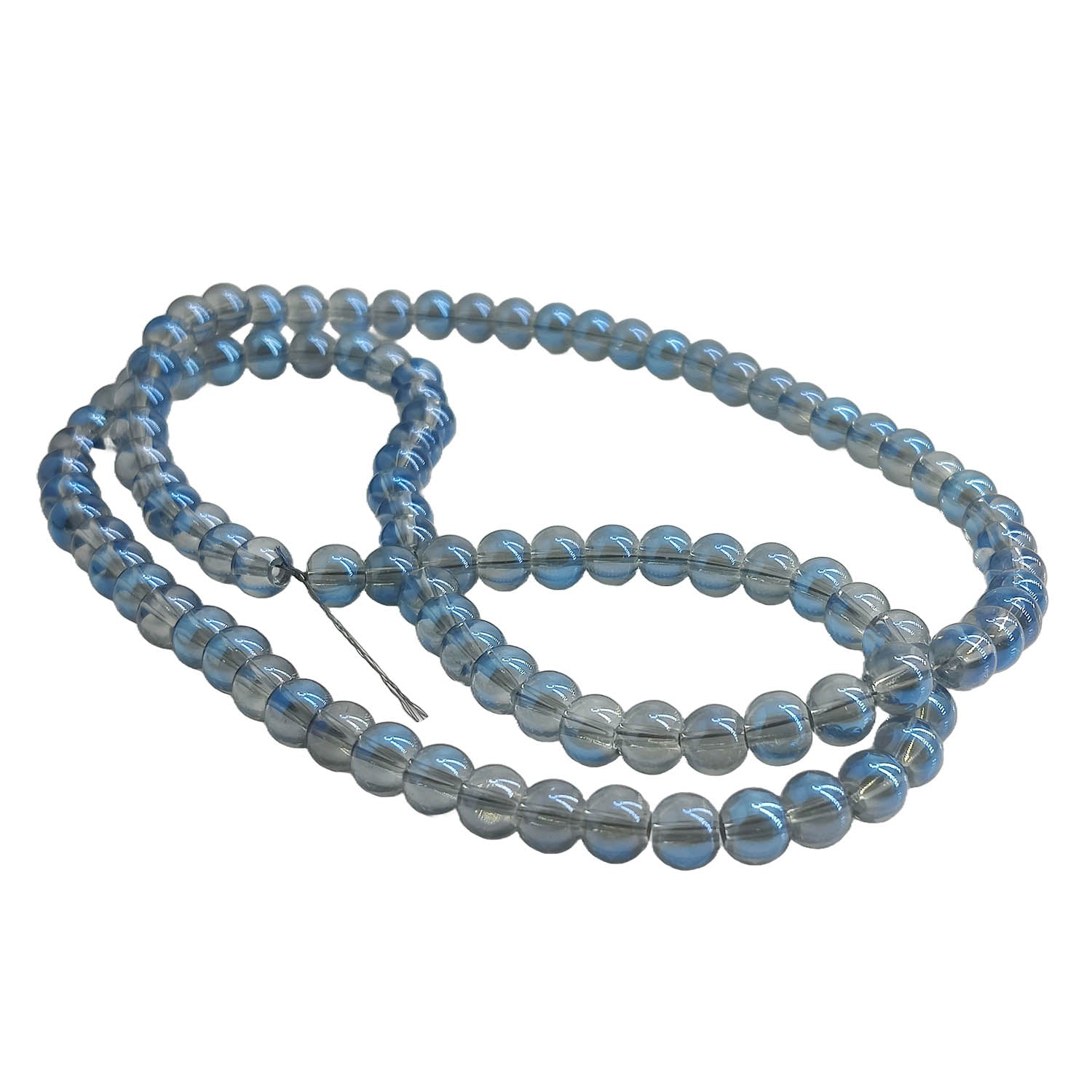 Premium Plated Glass Beads 7.5x8.5 MM (1 String, 100+ Beads) Hole:1 MM Round Blue For Jewellery Making DIY Arts Crafts [ac-bds-00149-m2]