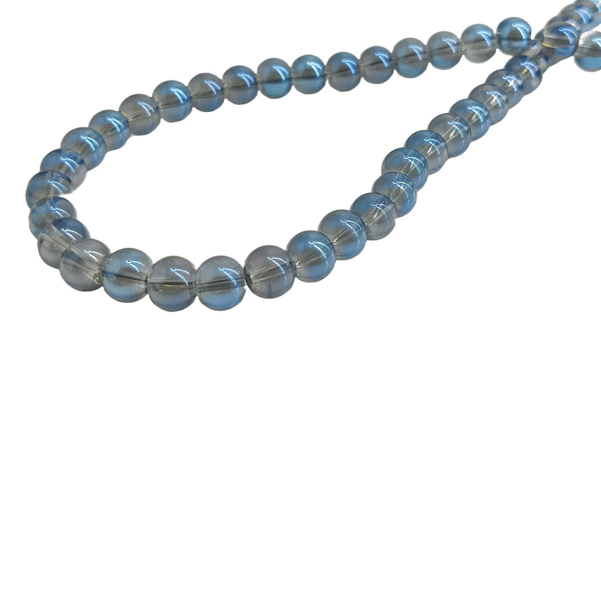 Premium Plated Glass Beads 7.5x8.5 MM (1 String, 100+ Beads) Hole:1 MM Round Blue For Jewellery Making DIY Arts Crafts [ac-bds-00149-m2]