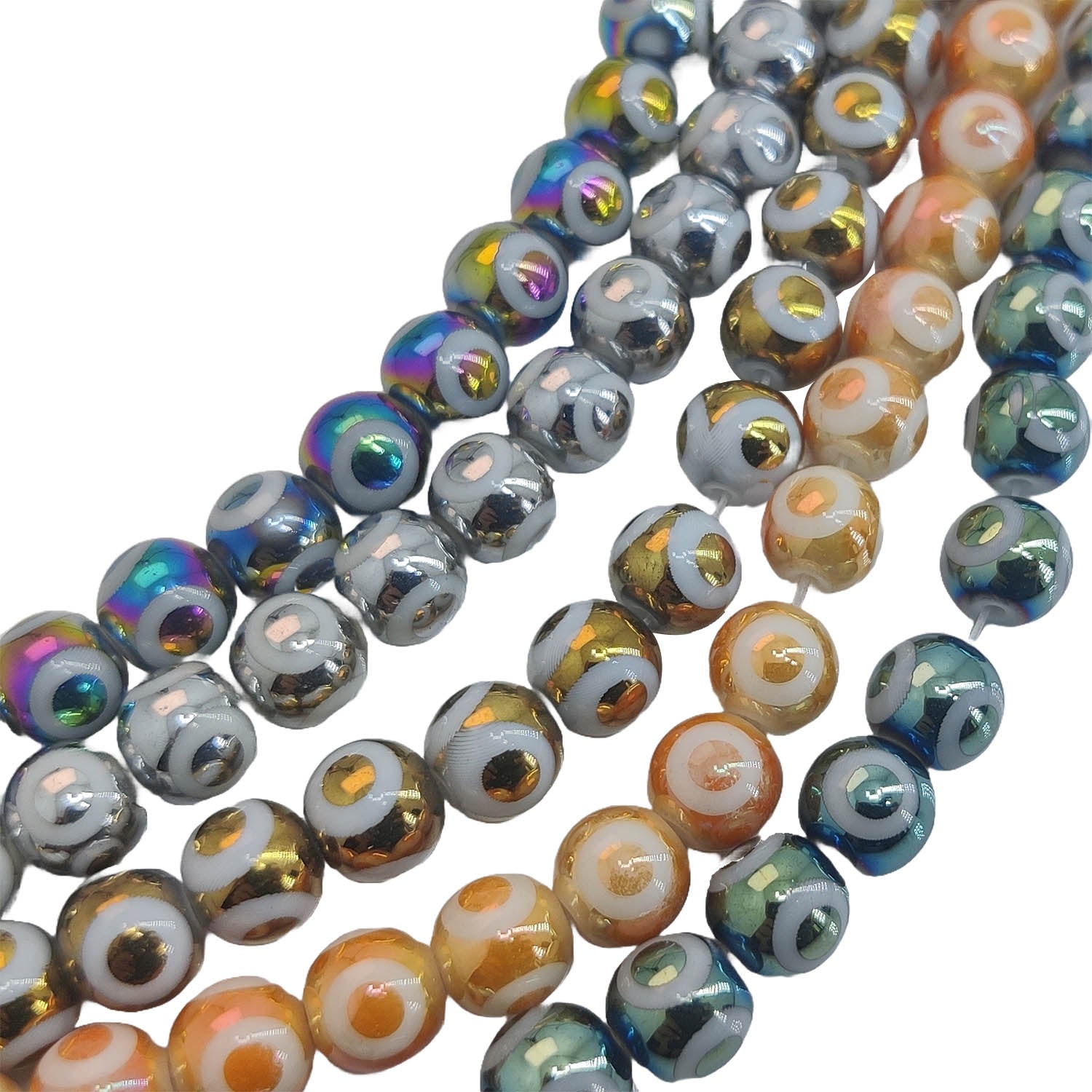 Evil Eye Premium Plated Glass Beads 8x7.5 MM Hole:1.2 MM Round For Jewellery Making DIY Arts Crafts [ac-bds-00151]