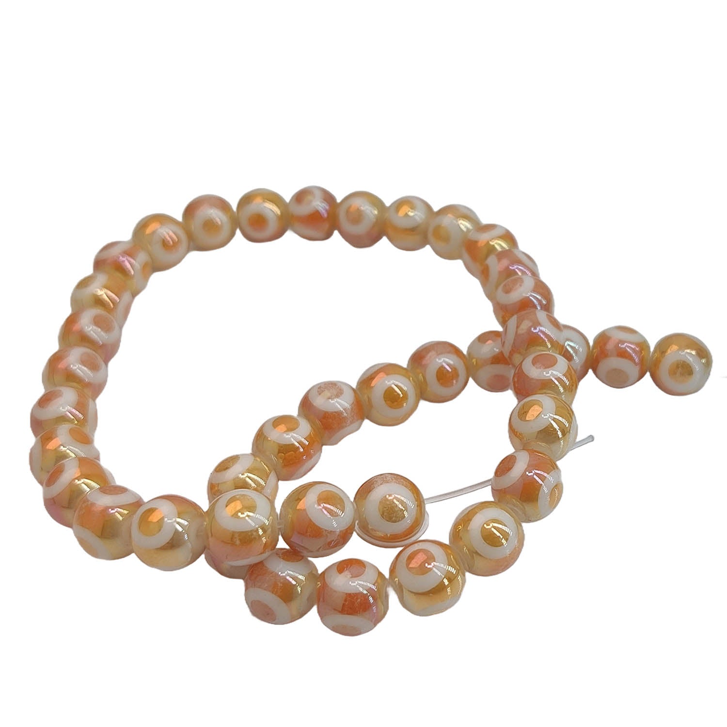 Evil Eye Premium Plated Glass Beads 8x7.5 MM Hole:1.2 MM Round For Jewellery Making DIY Arts Crafts