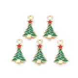 Mini Christmas Tree Enamel Charms (10 Pieces) 20x11x2 MM Green Metal Alloy Pendants For Jewellery Making Decoration Crafts [ac-charm-00002-m3]